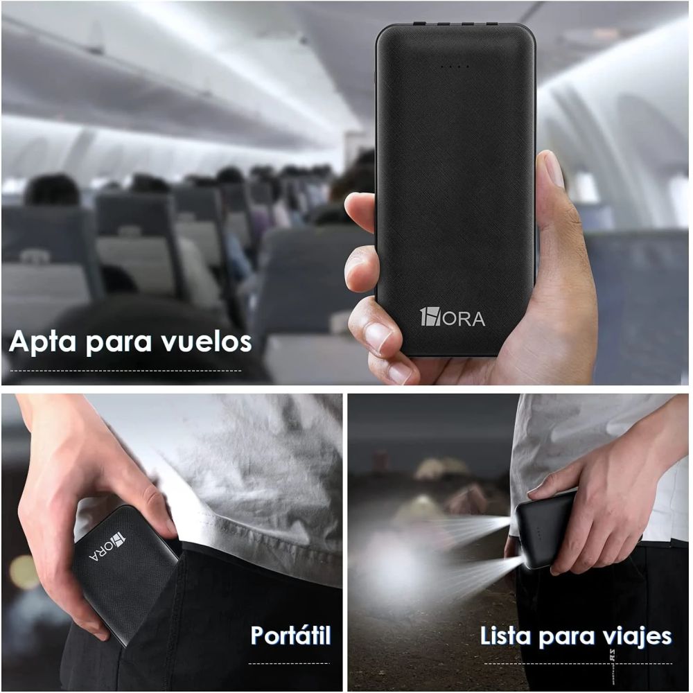 PowerHub™ - Power Bank 10,000mAh con Cables Integrados y Linterna