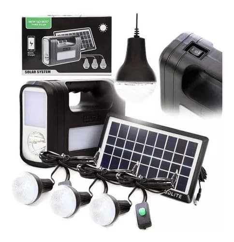 Kit Solar Portátil Recargable Incluye 3 Ampolletas + Cable 4 En 1