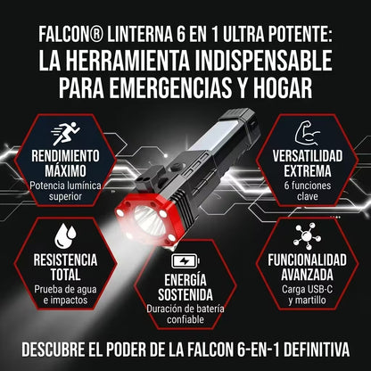 Falcon® - Linterna 6 en 1 Ultra Potente